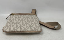 Load image into Gallery viewer, Michael Kors Womens Beige Monogram Print Adjustable Strap Crossbody Bag