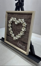 Load image into Gallery viewer, Framed Rustic Wood Heart Shaped Flowers Sign Love Script Wall Decor Art