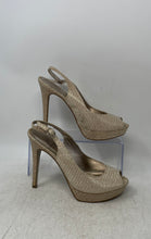 Load image into Gallery viewer, Adrianna Papell Womens Gold Glitter Peep Toe High Slingback Heels Size 8.5M