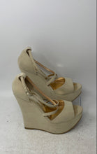 Load image into Gallery viewer, Bakers Womens Beige Peep Toe Adjustable Strap Wedge Heel Platform Sandals Sz 7M