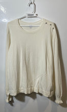Load image into Gallery viewer, J. Crew Womens White Jeweled Button Ruffle Long Sleeve Pullover Sweater Size XL