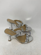 Load image into Gallery viewer, Michael Kors Womens Metallic Silver Rhinestone Slip-On Mule Heels Size 6M