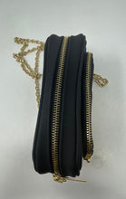 Load image into Gallery viewer, Versace Parfums Womens Black Gold-Tone Detachable Chain Strap Crossbody Purse