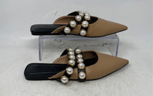 Load image into Gallery viewer, Zara Womens Brown Black Leather Pointed Toe Slip-On Pearl Mule Flats Size EUR 35