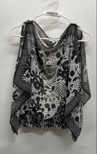 Load image into Gallery viewer, Max Studio Womens Black White Floral Cold Shoulder Sleeve Blouse Top Size M