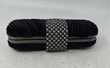 Load image into Gallery viewer, Unbranded Womens Black Silver-Tone Pleated Chain Strap Clutch Handbag