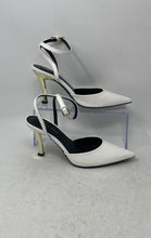 Load image into Gallery viewer, Nine West Womens White Leather Pointed Toe Buckle Slingback Heels Size 6 M