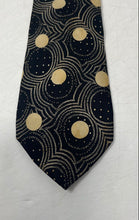 Load image into Gallery viewer, Perry Ellis Mens Black Gold-Tone Printed Silk Adjustable Designer Tie
