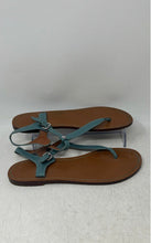 Load image into Gallery viewer, Coach Womens Light Blue Brown Leather Flat Thong Sandals Size 8.5