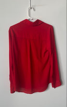 Load image into Gallery viewer, Express Womens Red Long Sleeve Collared Chest Pocket Button-Up Shirt Size Medium