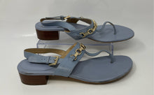 Load image into Gallery viewer, Michael Kors Womens Charlton Blue Leather Block Heel Slingback Sandals Size 9.5M