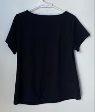 Load image into Gallery viewer, Liz Claiborne Womens Black Short Sleeve Round Neck Regular Fit Blouse Top Size L