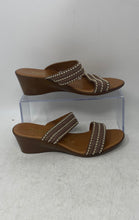 Load image into Gallery viewer, Toscanella Womens Brown Yellow Slip-On Open Toe Platform Sandals Size 6