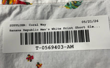 Load image into Gallery viewer, Banana Republic Mens White Bird Print Slim Fit Short Sleeve Button-Up Shirt Sz M