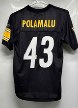 Load image into Gallery viewer, Reebok Boys Black NFL Pittsburgh Steelers Troy Polamalu #43 Jersey Size Medium
