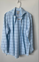 Load image into Gallery viewer, Michael Kors Mens Light Blue Printed Cotton Regular Fit Dress Shirt Size 16