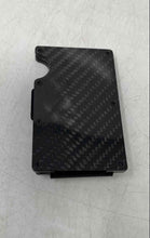 Load image into Gallery viewer, Mens Black Silver Money Clip Carbon Fiber RFID Blocking Minimalist Wallet