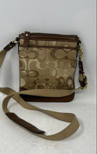 Load image into Gallery viewer, Coach Womens Brown Signature Print Adjustable Strap Zipper Crossbody Purse