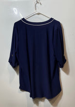 Load image into Gallery viewer, Anne Klein Womens Blue Short Sleeve Henley Neck Blouse Top Size Large