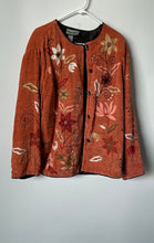 Load image into Gallery viewer, Indigo Moon Womens Orange Floral Print Long Sleeve Cardigan Sweater Size 1X