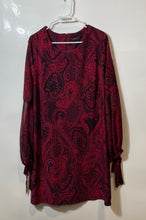 Load image into Gallery viewer, Tommy Hilfiger Womens Red Black Paisley Puff Sleeve Back-Zip A-Line Dress Size L