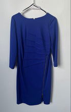 Load image into Gallery viewer, Ivanka Trump Womens Blue Long Sleeve Side Zip Slit Sheath Dress Size P