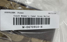 Load image into Gallery viewer, Coach Womens Camel Brown Monogram Print Detachable Strap Zip Top Wristlet Wallet