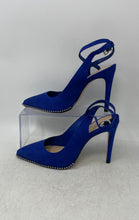 Load image into Gallery viewer, Gianni Bini Womens Blue Buckle Pointed Toe High Slingback Heels Size 8 M