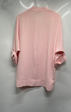 Load image into Gallery viewer, Calvin Klein Womens Pink Roll Tab Sleeve Split Neck Pullover Blouse Top Size L