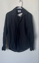 Load image into Gallery viewer, Calvin Klein Mens Black Printed Long Sleeve Slim Fit Dress Shirt Size M 15 32/33