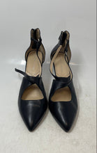 Load image into Gallery viewer, Adrienne Vittadini Womens Black Leather Stiletto Ankle Strap Heels Size 9M