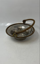 Load image into Gallery viewer, Silver-Tone Solid Brass Engraved Border Top Handle Basket