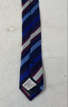 Load image into Gallery viewer, Baroni Mens Multicolor Striped Silk Keeper Loop Adjustable Designer Tie