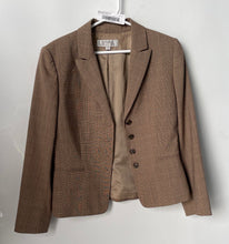 Load image into Gallery viewer, Tahari Arthur S. Levine Womens Brown Plaid Long Sleeve Four-Button Blazer Sz 10