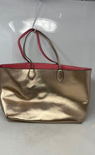 Load image into Gallery viewer, Aldo Womens Gold Metallic Leather Inner Pocket Double Strap Large Tote Handbag