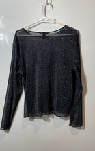 Load image into Gallery viewer, Victoria's Secret Womens Black Silver Sparkle Sheer Pullover Blouse Top Size M/L