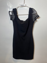 Load image into Gallery viewer, BCBGeneration Womens Black Sheer Short Sleeve Back-Zip Mini Dress Size 4