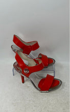 Load image into Gallery viewer, Michael Kors Womens Lani Red Silver Stiletto Ankle Strap Heels Size 6