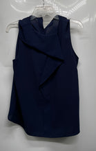 Load image into Gallery viewer, Zara Basic Womens Blue Sleeveless Back Button Asymmetric Drape Blouse Top Size L