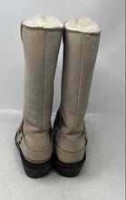 Load image into Gallery viewer, Bearpaw Womens Gray Suede Square Toe Lined Mid-Calf Harness Riding Boots Size 7