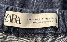 Load image into Gallery viewer, Zara Womens Blue Denim Medium Wash Drawstring Waist Wide-Leg Jeans Size M