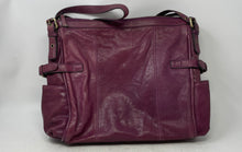 Load image into Gallery viewer, Gianni Bini Womens Purple Leather Adjustable Strap Zip Top Crossbody Handbag