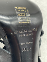 Load image into Gallery viewer, Charles David Womens Black Leather Peep Toe Stiletto Strappy Sandals Size 38.5 B