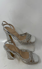 Load image into Gallery viewer, Aldo Womens Glimma Silver Rhinestone Open Toe Block Platform Heels Size 8.5