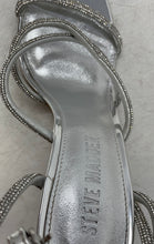 Load image into Gallery viewer, Steve Madden Womens Silver Glitter Buckle Stiletto Strappy Heels Size 8M