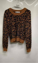 Load image into Gallery viewer, Zara Womens Brown Black Leopard Print Long Sleeve Pullover Sweater Size S