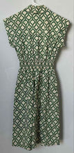 Load image into Gallery viewer, Monteau Los Angeles Womens Beige Green Geometric Fit & Flare Dress Size S