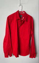 Load image into Gallery viewer, Armani Exchange Mens Red Cotton Long Sleeve Collared Button-Up Shirt Size Large