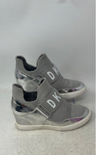 Load image into Gallery viewer, DKNY Womens Cosmos Gray Round Toe Wedge Heel Slip-On Sneakers Shoes Size 8