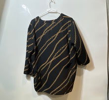 Load image into Gallery viewer, Anne Klein Womens Black Brown Chain Print Split Neck Pullover Blouse Top No Size